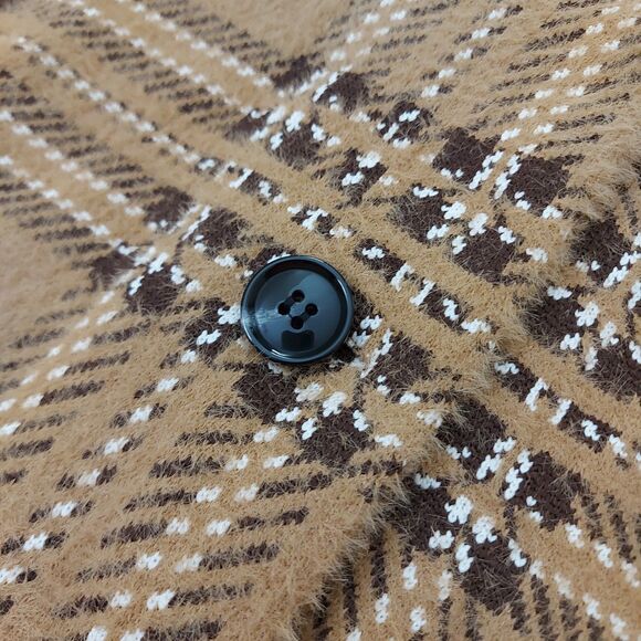 Magaschoni Coat Womens 2X Brown Plaid Long Knitted Three-Button Academia Preppy - Picture 4 of 12